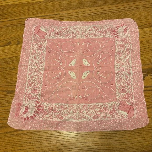 Vintage Paris Accessories Pink Cowboys and Indians Paisley 100% Cotton Bandana - Picture 2 of 10